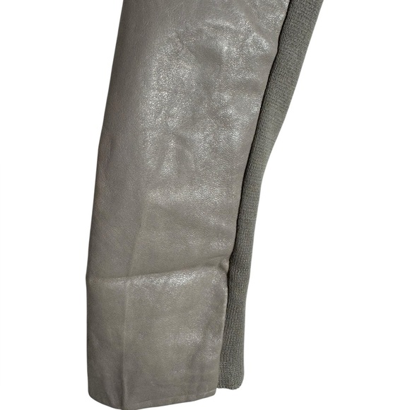 Twin Set Simona Barbieri Size small 100% Genuine Lamb Leather Beige/Gray jacket - Picture 7 of 17